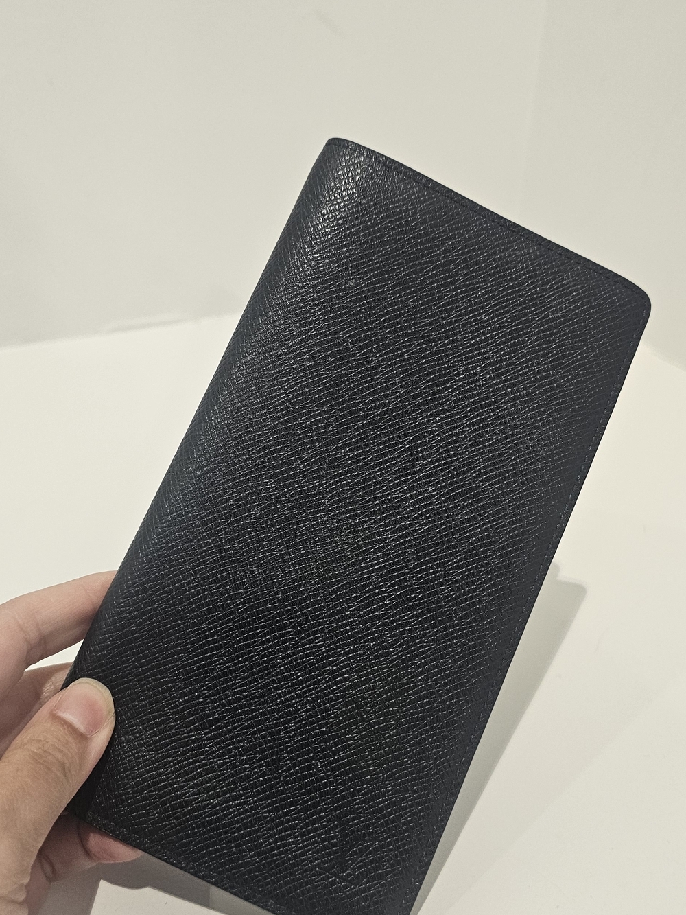 Louis Vuitton Black Textured Leather Zipper Pouch with Silver Hardware
